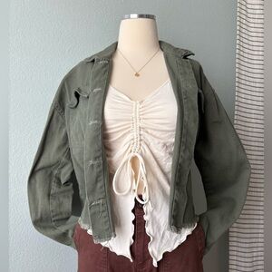 Green Denim cropped jacket